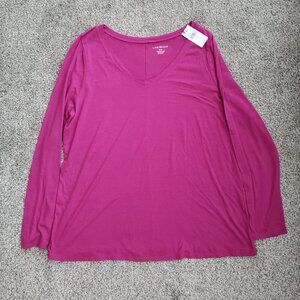 Lane Bryant Purple Long Sleeve V-neck T-Shirt  New with Tag